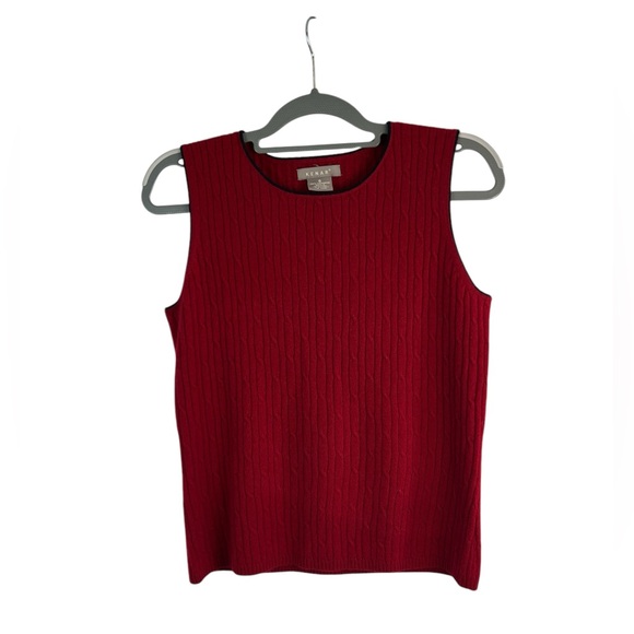 Kenar woman’s red sleeveless cable knit‎ cashmere sweater size small - Picture 1 of 6